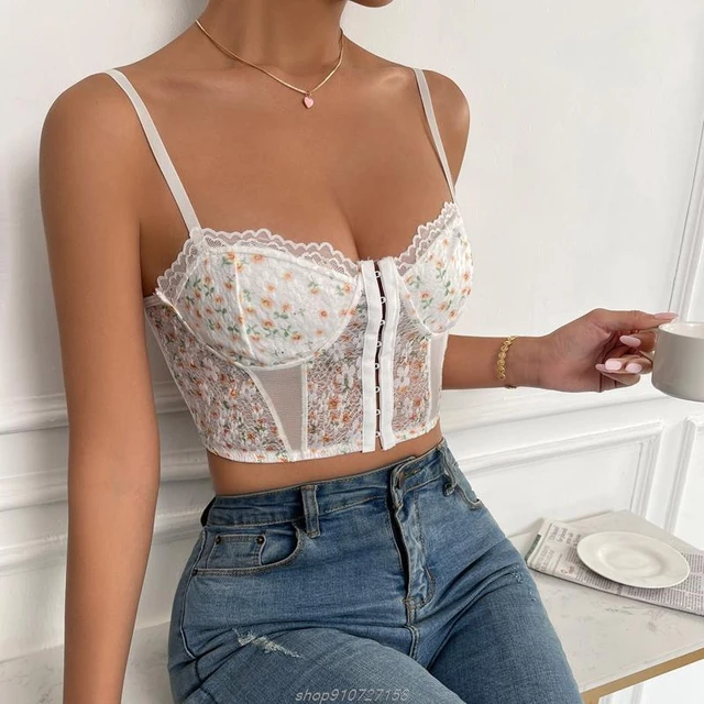 Summer Women Bralette Breasted Lace Corset Cami Crop Tops Sexy