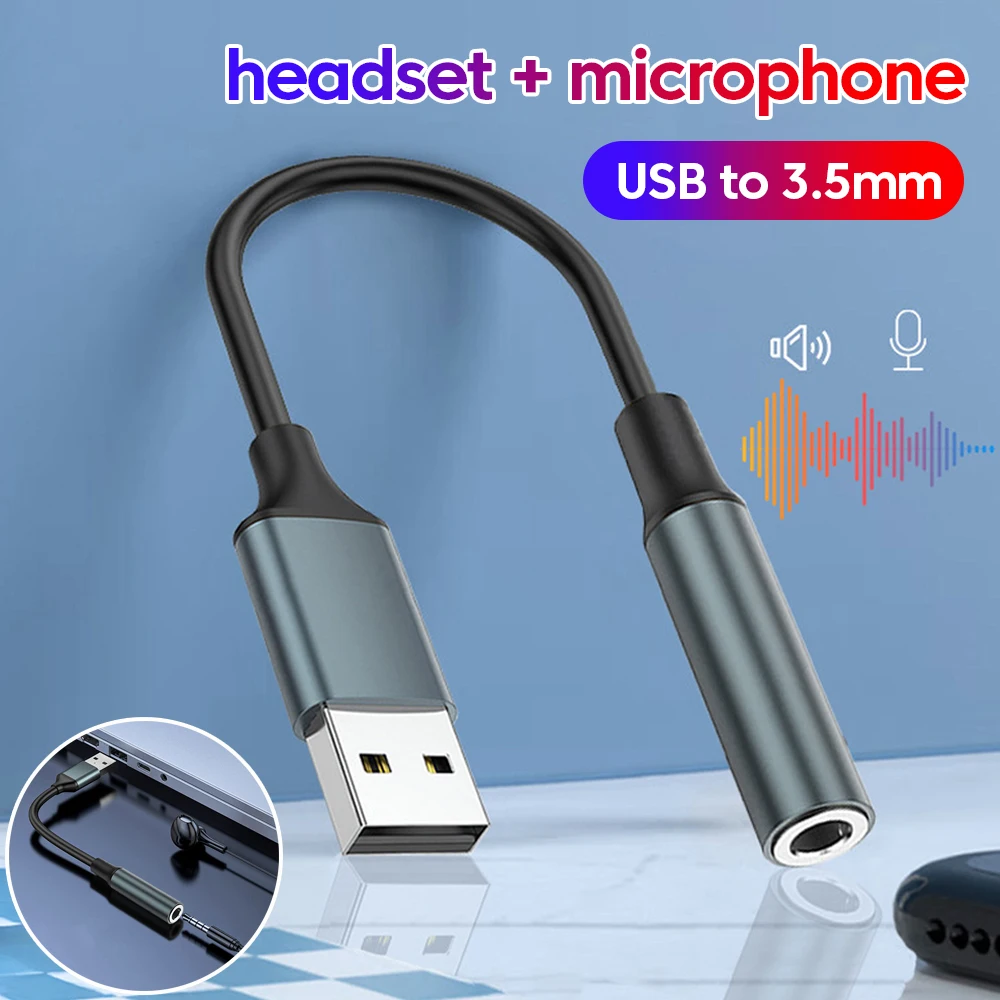 Universal USB to 3.5mm Audio Adapter - External Sound Card Converter for Headsets and Speakers