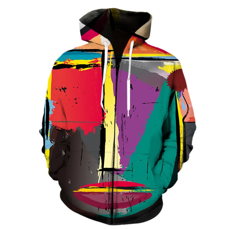 thumbnail image 1 of Venta caliente 3D Impresión de arte Cremallera Sudadera con capucha Hombres Patrón geométrico abstracto Niños Sudadera con capucha Harajuku Sudadera con capucha de manga larga, 1 of 5