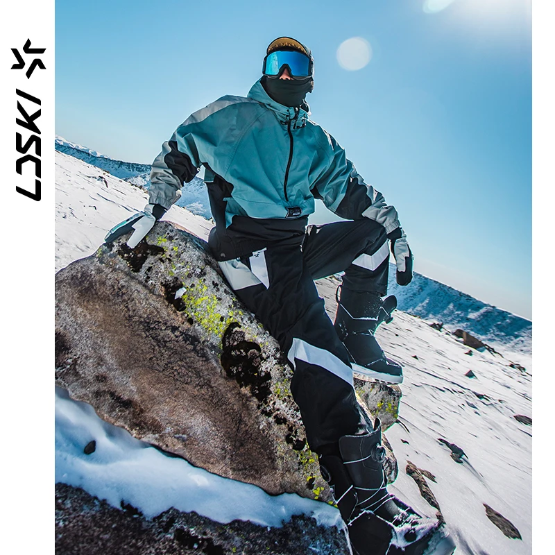 LDSKI -30℃ Ski Suit Women Men Retro Style Waterproof Windproof Thickened Warmth Jacket and Pants Snowboarding Winter Ski Wear