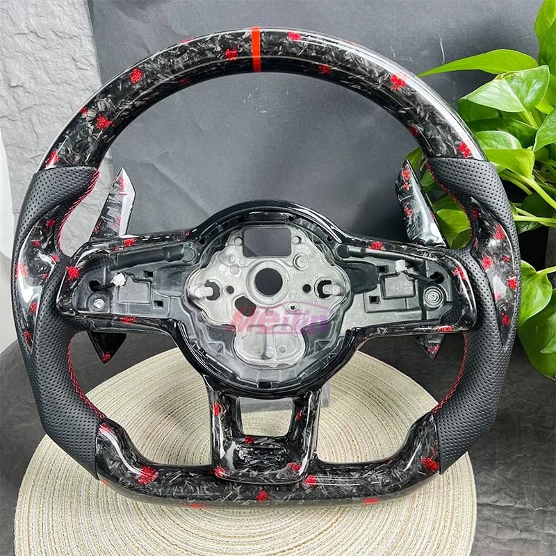 폭스바겐 골프 7 MK7 MK7.5 GTI 시로코 폴로 GTS R 시리즈 레드 단조 스티어링 휠 2014-17 레이싱 휠 자동차용
