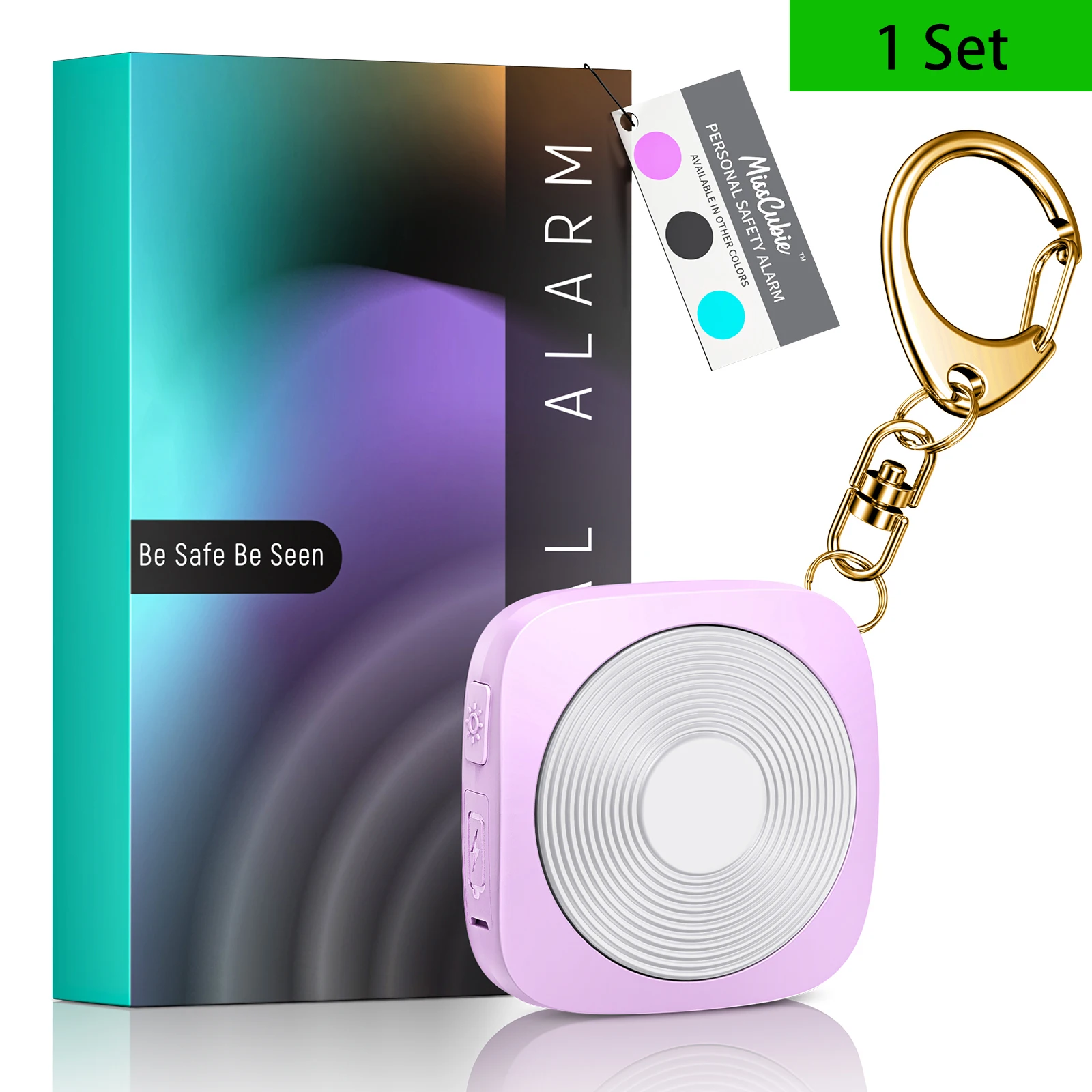 Camaroca allarme di sicurezza personale LED luce di emergenza tipo C ricarica allarme autodifesa con portachiavi Miss Cubie Press Tap Alarm