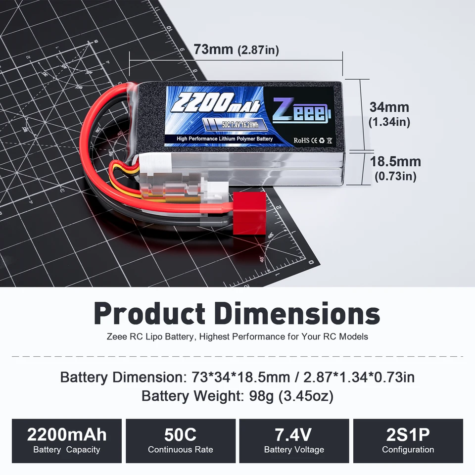 Zeee 2S 2200mAh High Performance RC Lipo Battery