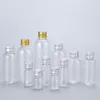 50/100pcs Plastic Bottle with Aluminum Cap 100ml 50ml 30ml Sample Vials Clear Portable Travel Cosmetic Containers for Lotion