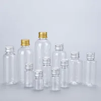 50/100pcs Plastic Bottle with Aluminum Cap 100ml 50ml 30ml Sample Vials Clear Portable Travel Cosmetic Containers for Lotion