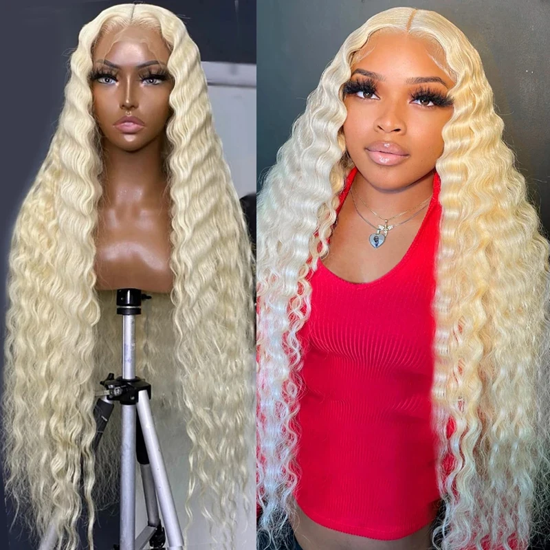 

613 Honey Blonde Color 13x4 Lace Frontal Wig Water Curly HD Transparent Brazilian Remy 13x6 Loose Deep Wave Front Human Hair Wig