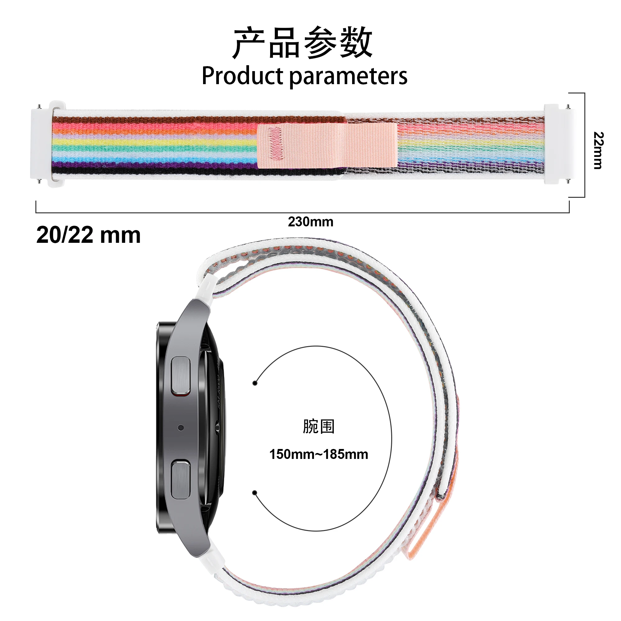 Enhanced Sports Nylon Strap Band Watchband, 22/20mm Wristband Bracelet Correa