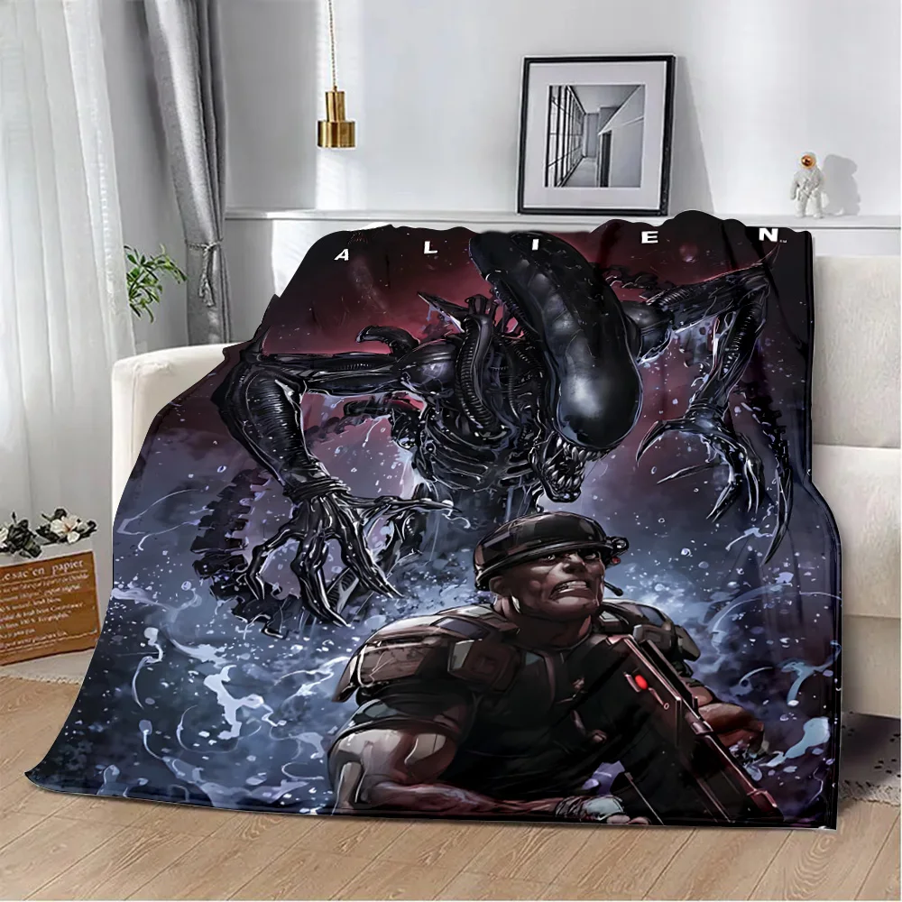 Hot Movie Aliens vs Predators Printed Picnic Blankets Warm Blanket Soft and Comfortable Blanket Home Travel Birthday Gift 4