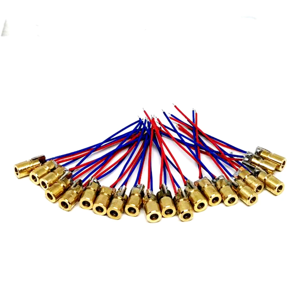 20pcs 5V 650nm 5mW Red Dot Laser Head Red Laser Diode Laser Tube with Leads Head Outer Diameter 6mm