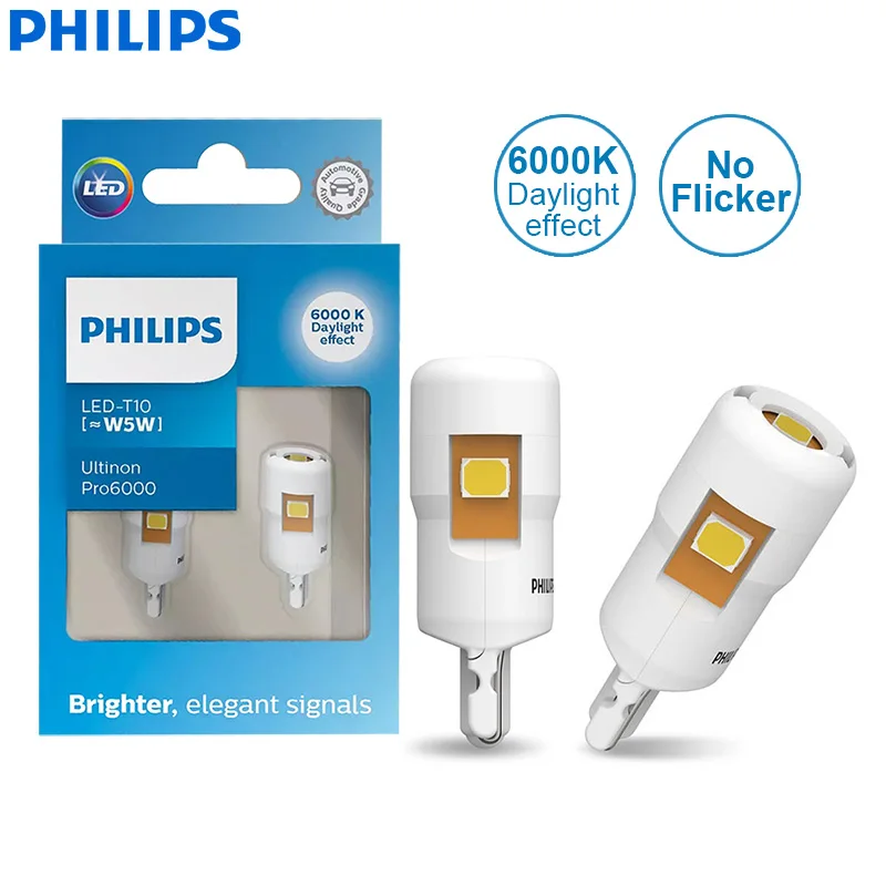 Philips Ultinon Led T10 W5w 194 12v 11961ulwx2 6000k Cool White Car Turn  Signal Lamps Interior Light Clearance Light (twin Pack) - Signal Lamp -  AliExpress