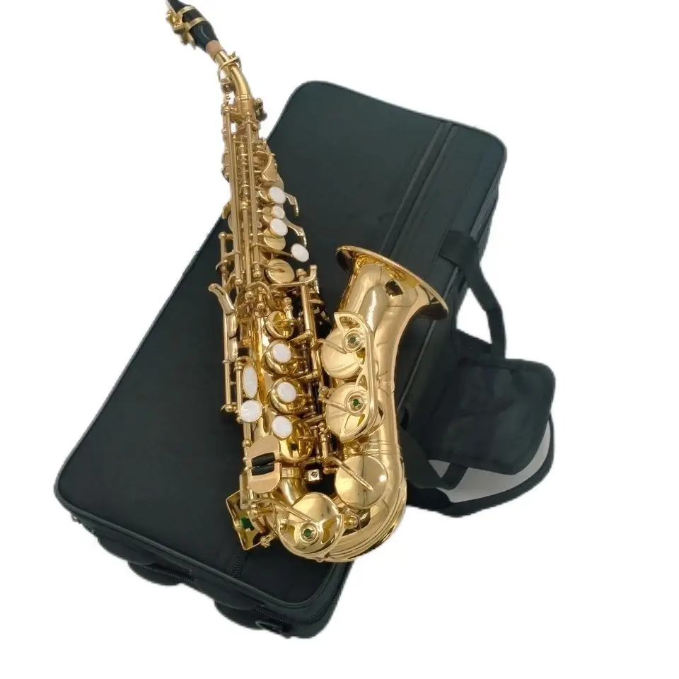 

TaiWang KSALMA KSS-1000 Curved Soprano Saxophone Gold Lacquer B flat Sax with All Accessories Fast shipping Musical Instruments