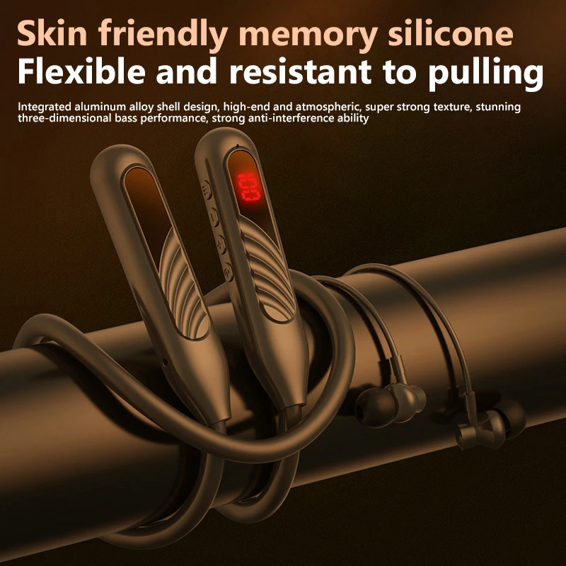 Wireless Bluetooth Headset BT-8 Sports Neck Type Insert SD Card HIFI Sound Quality Display Power Noise Reduction Neck Headset 4
