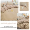 100% Cotton Duvet Cover Set,Bedding Set With Plaid Stripe,Skin Friendly Breathable,1 Duvet Cover,2 Pillowcase,Japan Simple Style 3