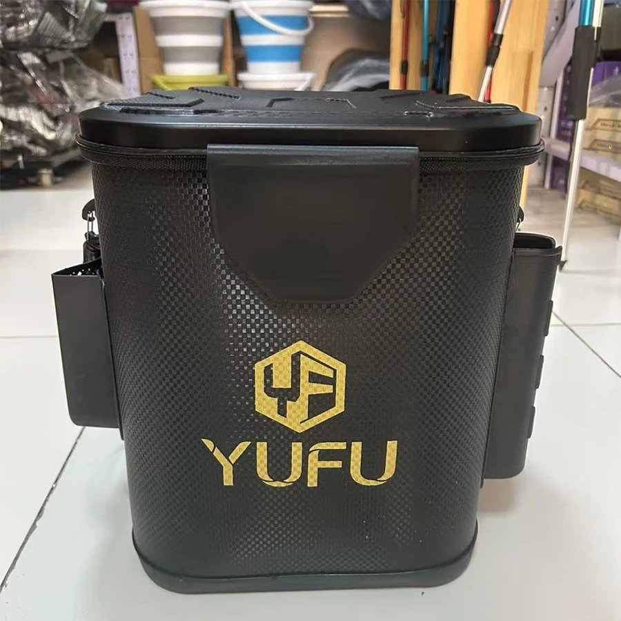 Outdoor Fishing Bucket Foldable and Portable Net Live Fish Bucket EVA with Rope Water Bucket for Wild Fishing Household Bucket