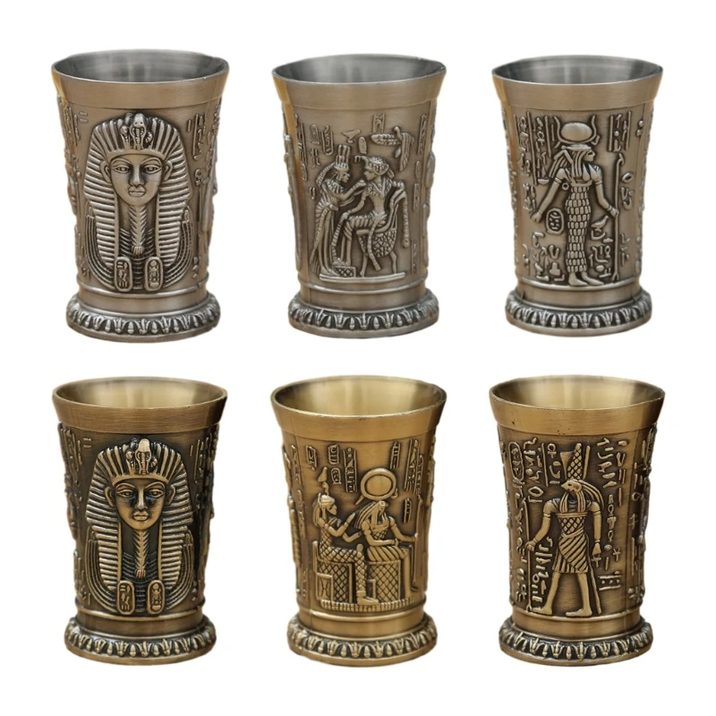 

Egyptian Metal Mug Egypt Wine Cup Red Wines Goblet Cup Embossed Engraving Glass