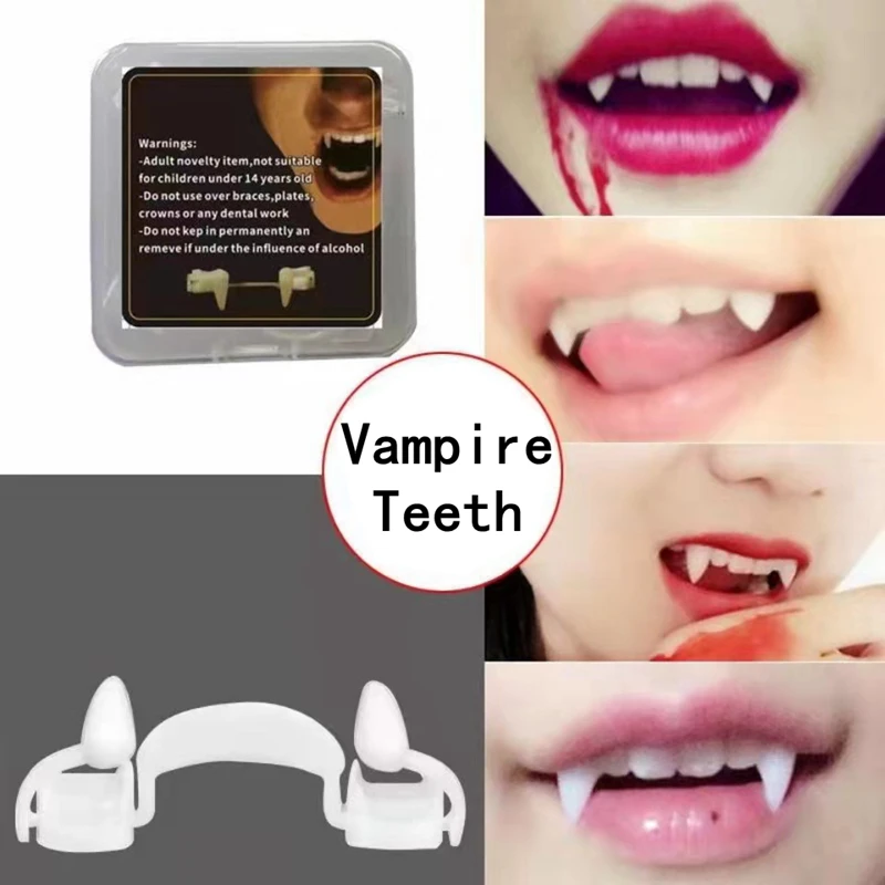 Retractable Vampire Teeth Halloween Decoration Dracula Fake Teeth