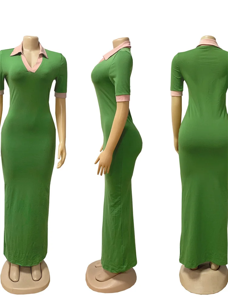 Wmstar Dresses for  Women Wholesale Shor Sleeve New Style Casual Long Length Elegant Sweet Patchwork Maxi Dress Drop Shopping