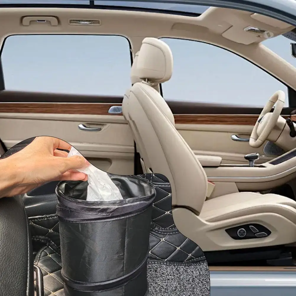 Collapsible Black Car Trash Can Pack Trash Bag Rubbish Waste Bin For Little Leak Proof Car Cooler Bag Garbage Wastebasket