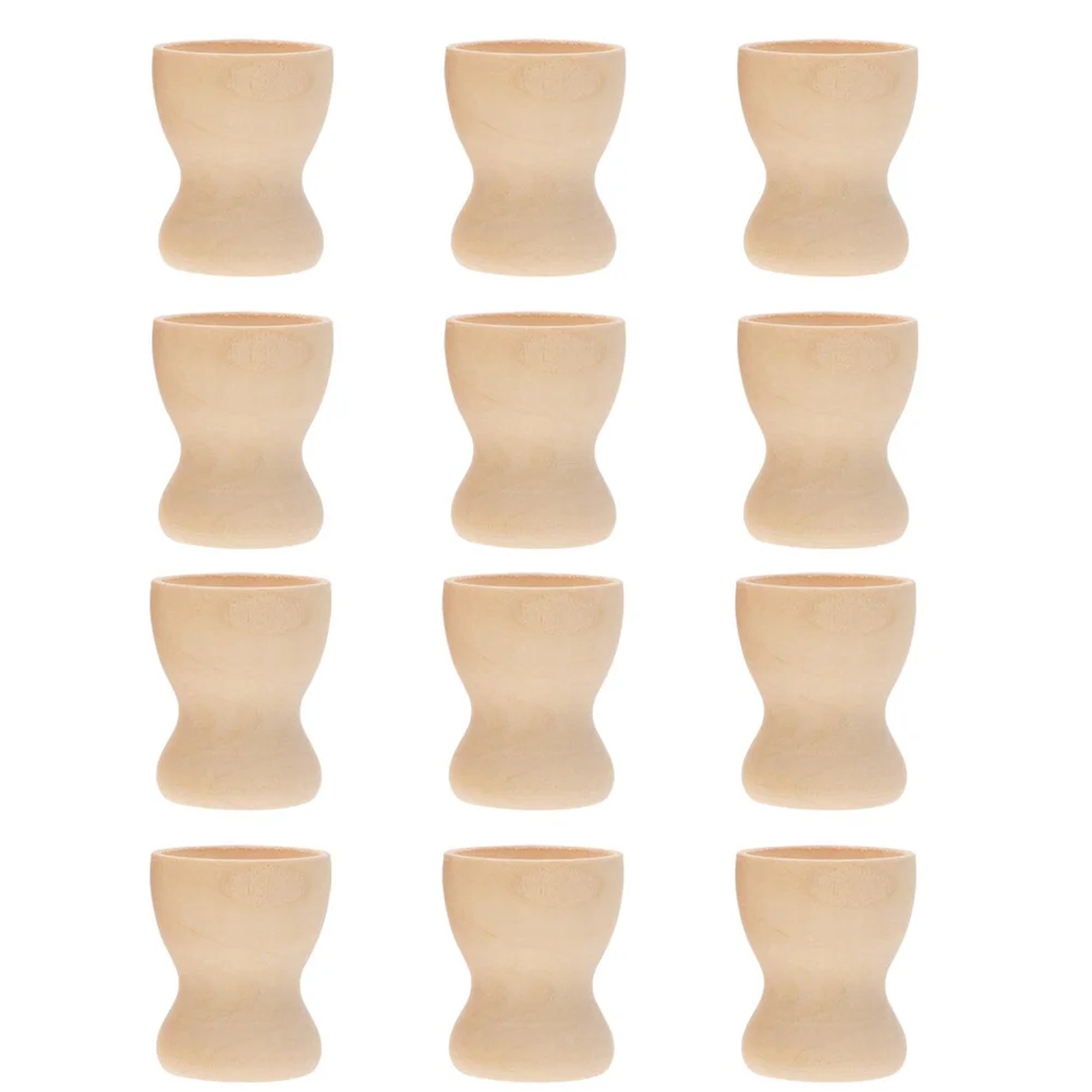 

12/24pcs Wooden Egg Cups Egg Holder Stand Breakfast Boiled Serving Cup Unfinished Display Holders Kitchen Tools
