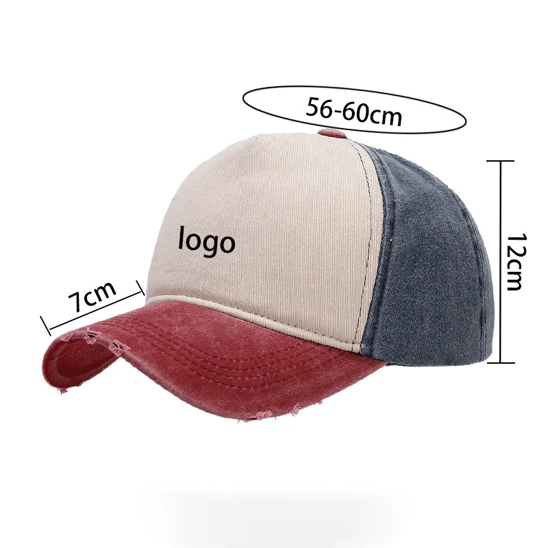 Custom Logo Baseball Cap Washed Hole Peaked Caps Women Summer Mesh Adjustable Dad Hat Men Outdoor Sport  Classical Trucker Cap 5