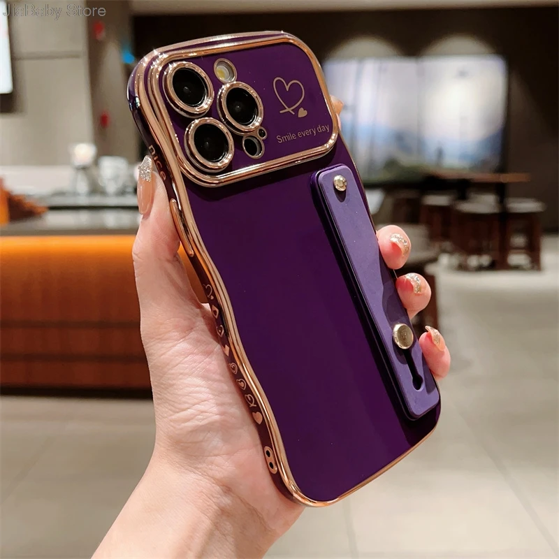 Glitter Camera Protection Luxury Jellewed Heart Holder Liquid Soft Phone Case For iPhone 11 12 13 14 15 16 Plus Pro Max Cover_voghion.com