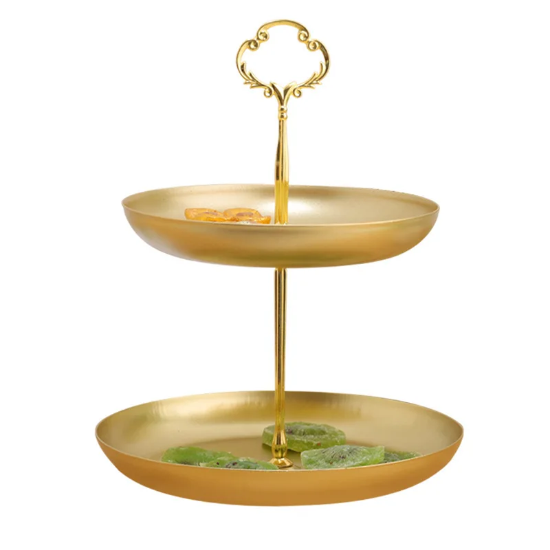 2 layer Iron Fruit Tray Home Living Room Tea Table Light Luxury Net Red Fruit Tray Home Snack Nuts Storage