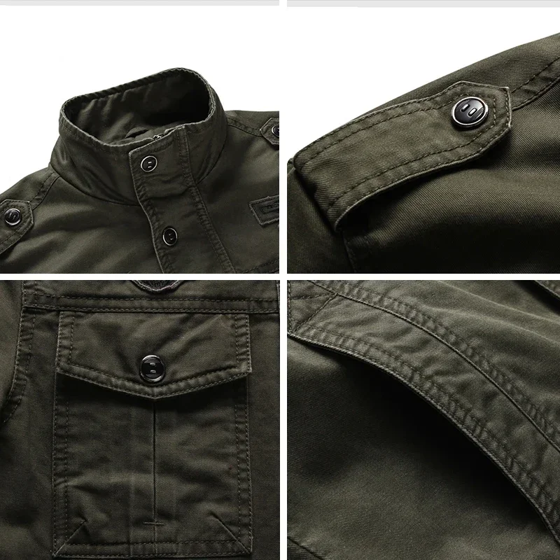 Bombre Jacket Men New 2023 Spring Autumn Outdoor Sprots Casual Windbreaker Jackets Men Slim Retro Stand Collar Tooling Jacket