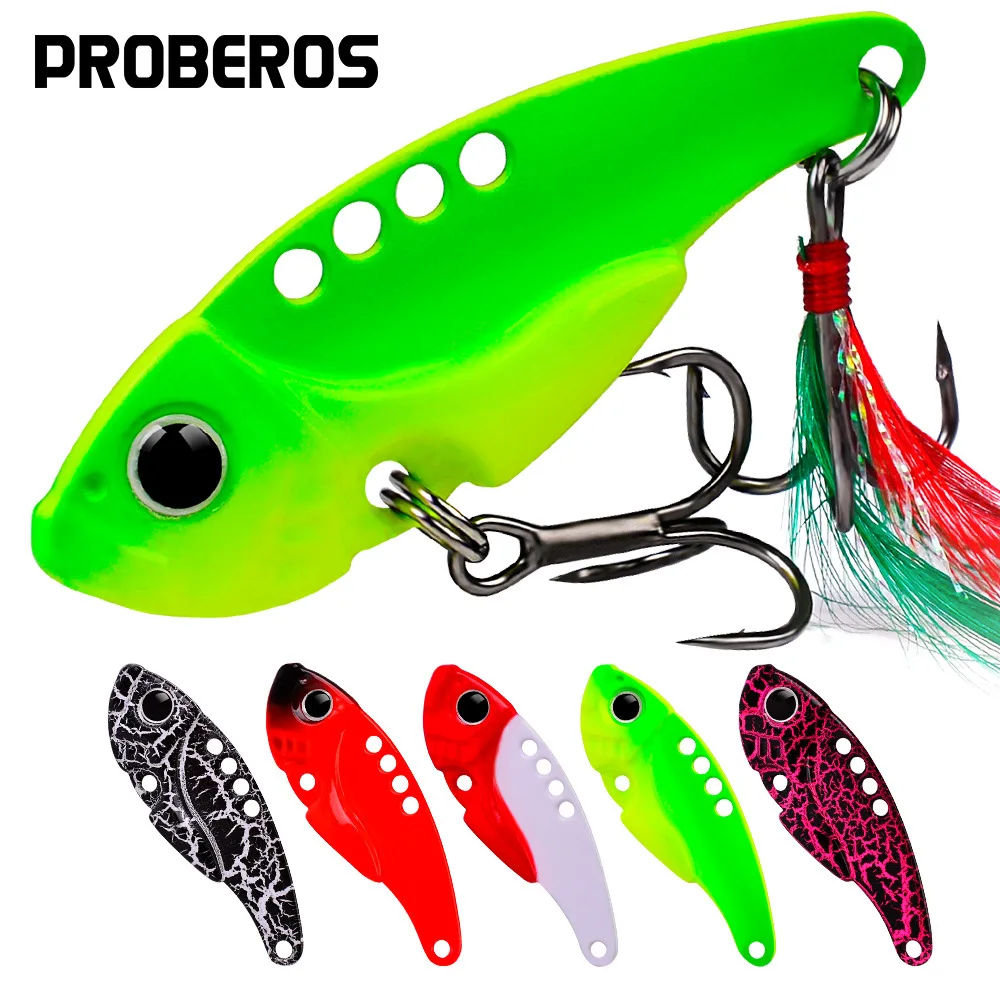 

PRO BEROS Fishing Lures Spoon 50mm 10.5g Treble Hook Vibration Wobble Metal Hard Bait Swimbait Pesca for Bass Pike Perch Tackle
