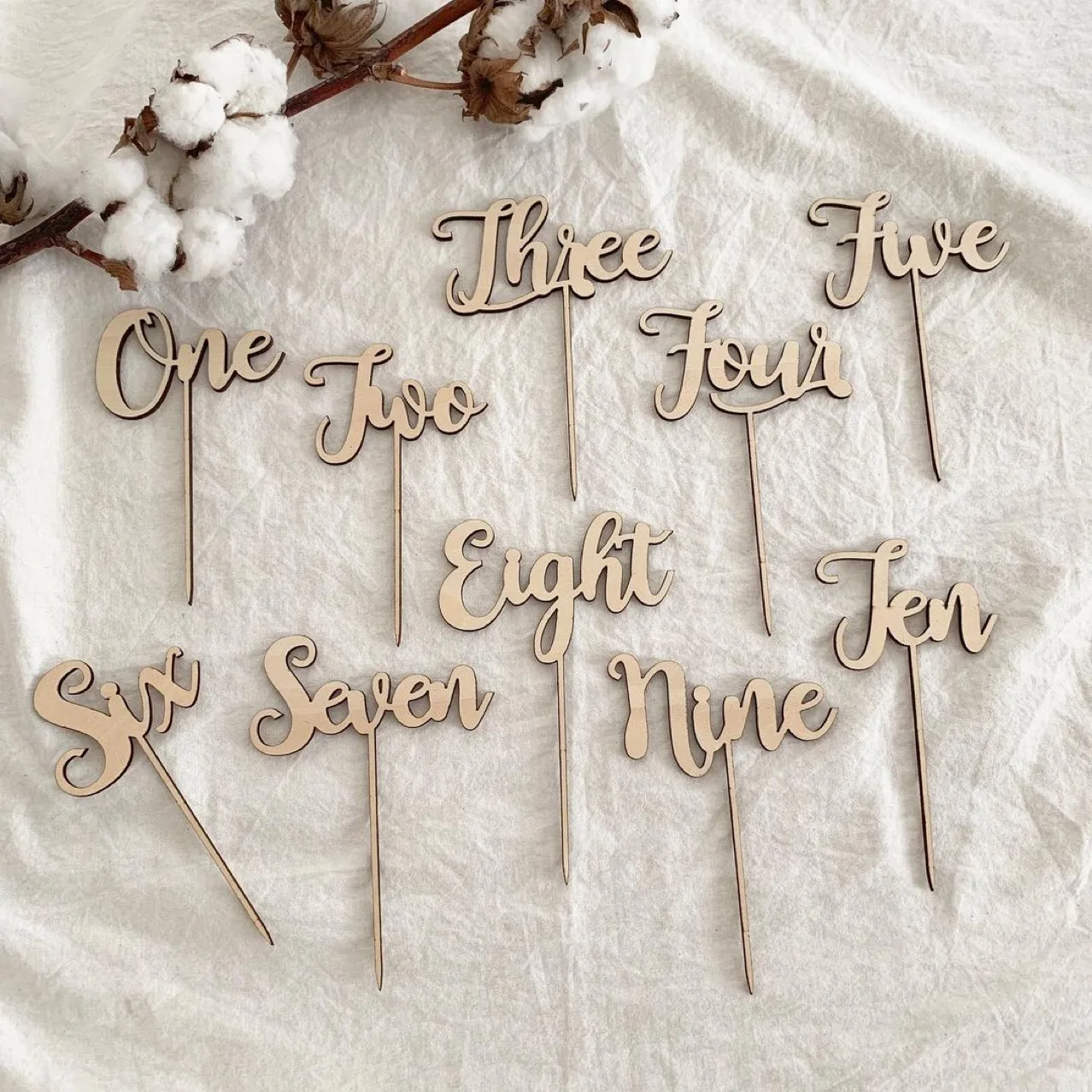 

Wooden Number Birthday Cake Topper One Ten Thirty Forty Sixty Happy Wedding Anniversary Cake Decoration Baby Shower Supplies