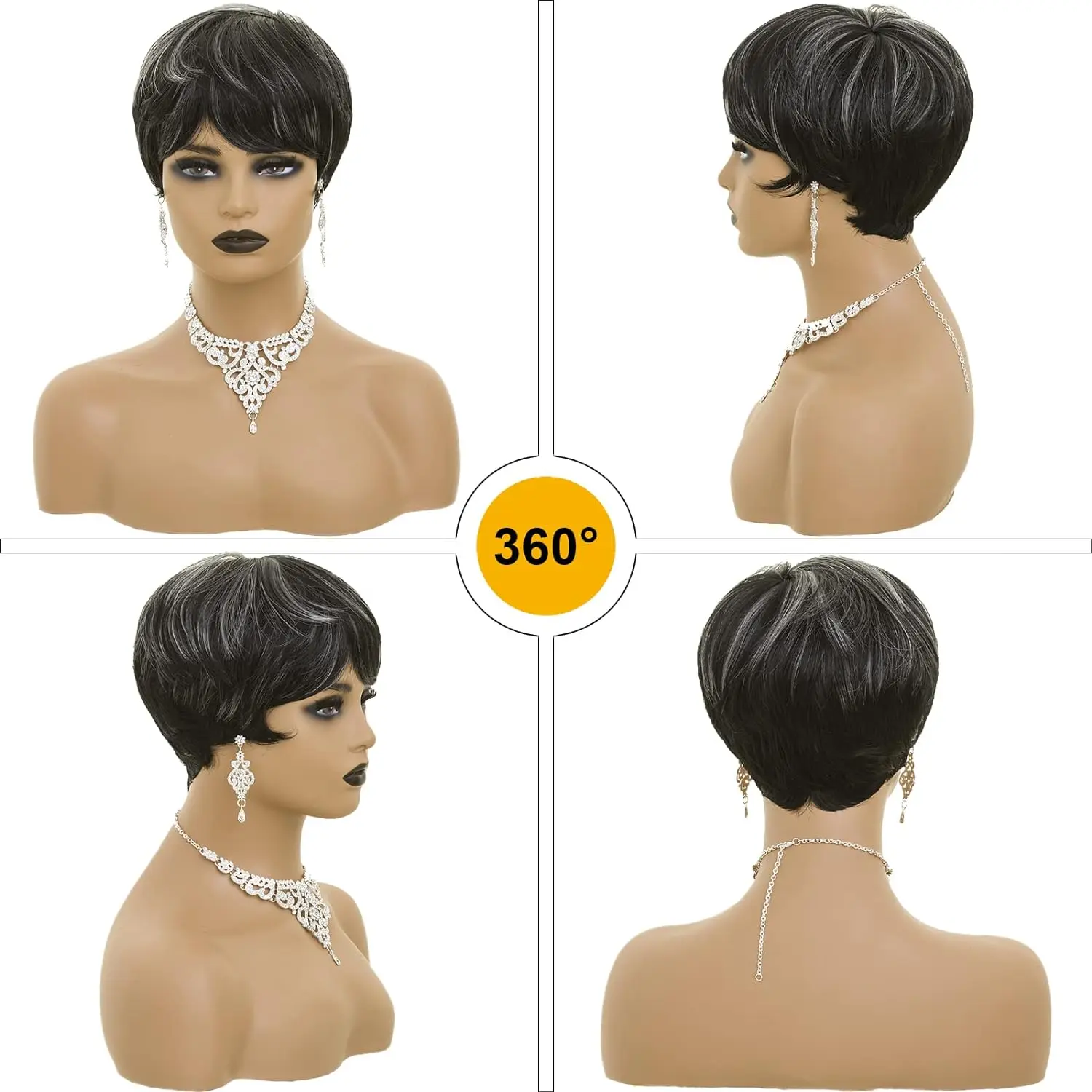 Wigs suitable for women, elf style short hair, available in black and other colors, short layered wavy synthetic wigs suitable 5