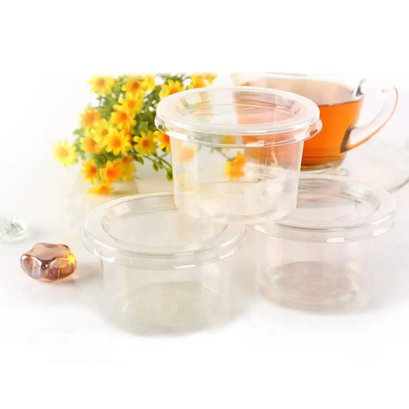 Description Picture 2 of item100pcs Cups Disposable Condimentlids Containers Yogurt Jelly Shots Sauce Cup Fruit Salad Bowl Food Snack Container With Lid