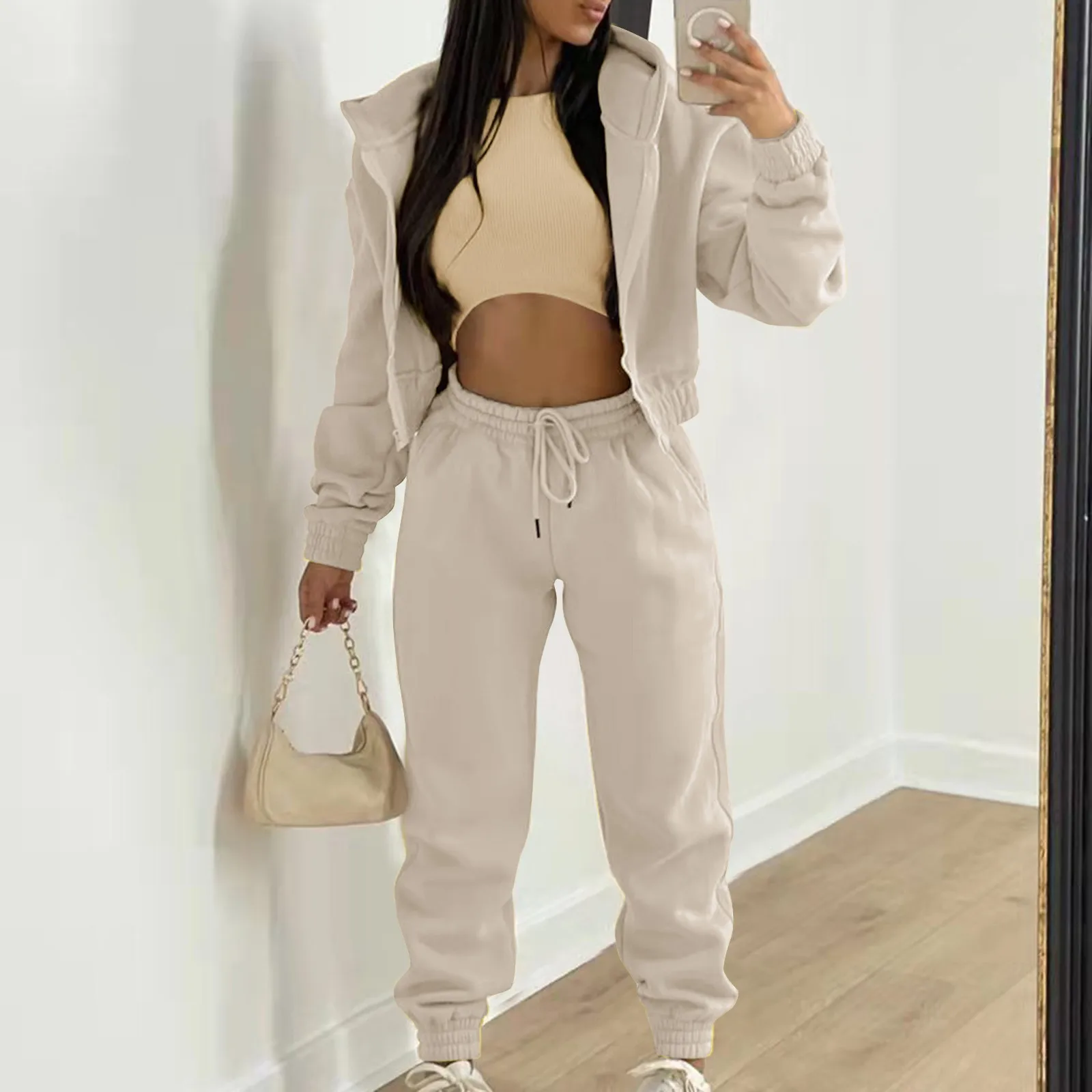 Khaki women's jogger set sold by 100 Spartans