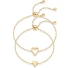Ensemble de bracelets solitaires en forme de cœur pour femmes, mère et fille, en acier inoxydable plaqué or 14K, cadeaux de bijoux d'amitié, 1 à 3 pièces