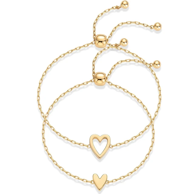 Ensemble de bracelets solitaires en forme de cœur pour femmes, mère et fille, en acier inoxydable plaqué or 14K, cadeaux de bijoux d'amitié, 1 à 3 pièces