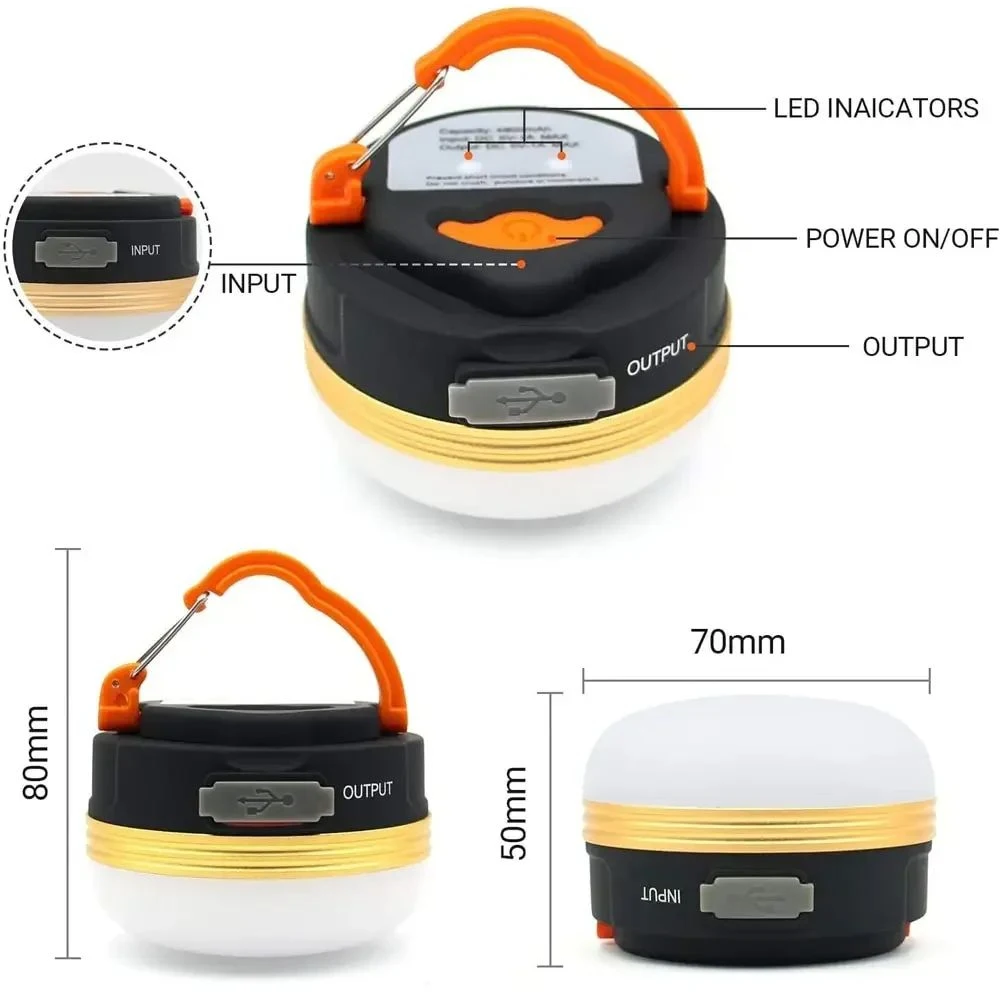 USB Rechargeable Portable Camping Tent Light 3 Modes Waterproof Outdoor Tent Lam