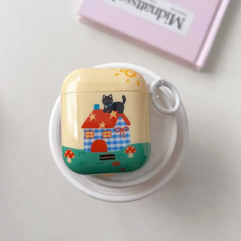 حافظة سماعة رأس جميلة على شكل قطة سوداء لأجهزة Air...