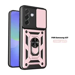 Armored Protective Shell with Magnetic Ring and Camera Protection Case - Galaxy A37 (Rose gold)