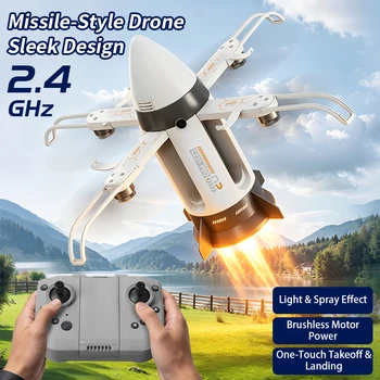 Aereo RC Starship 2.4G, Drone RC a Razzo, Aeroplano con Rotazione a 360°, Giocattolo Volante a Quattro Assi con Spray, Aliante RC con Modalità Headless