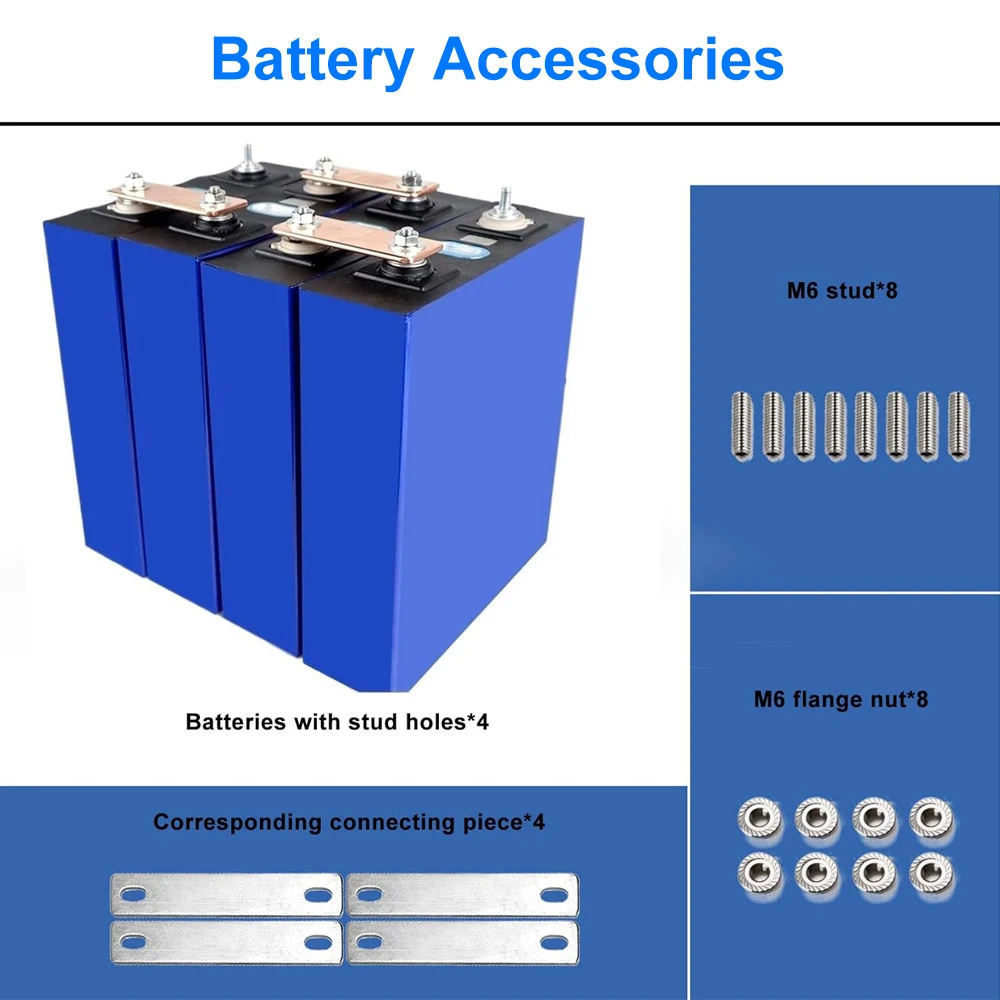 3.2V LiFePO4 280Ah 105Ah Battery Cell QR Code Grade-A 6000+ Cycles Full Capaticy LiFePO4 Battery with Studs Bus Bar for RV Golf