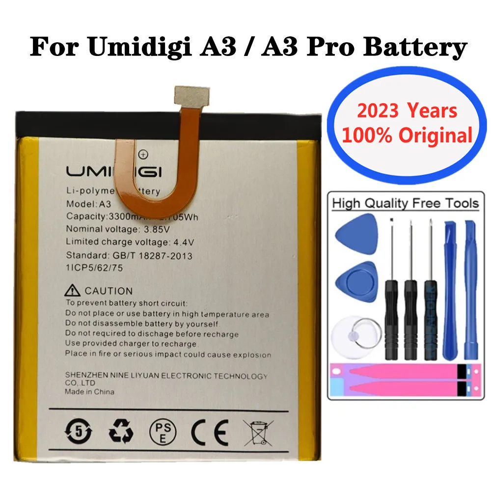 

2023 Years Original UMI Battery For Umidigi A3 / A3 Pro A3Pro 3300mAh Mobile Phone Battery Replacement Batteria + Tools