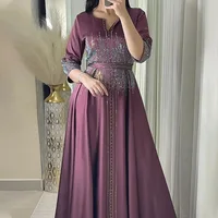 Moyen-Orient Ramadan marocain musulman forgé visage Robe arabe dubaï Robe de luxe mode chaude diamant Robe de soirée 1