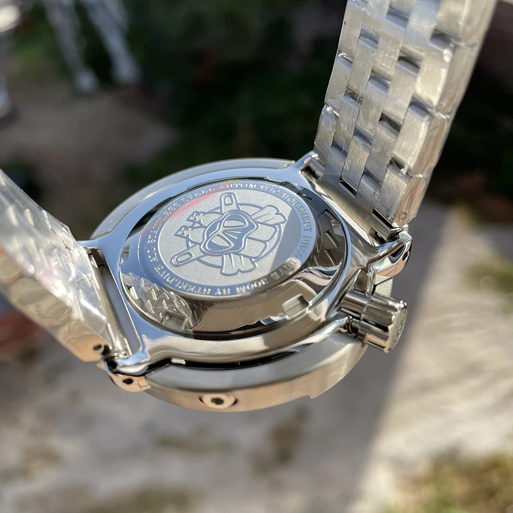 Steeldive SD1975  New Arrival 2021 Blue Hole Rubber Band Stainless Steel 316L Big Size Men Watch Automatic Tuna Can Diver Watch 4