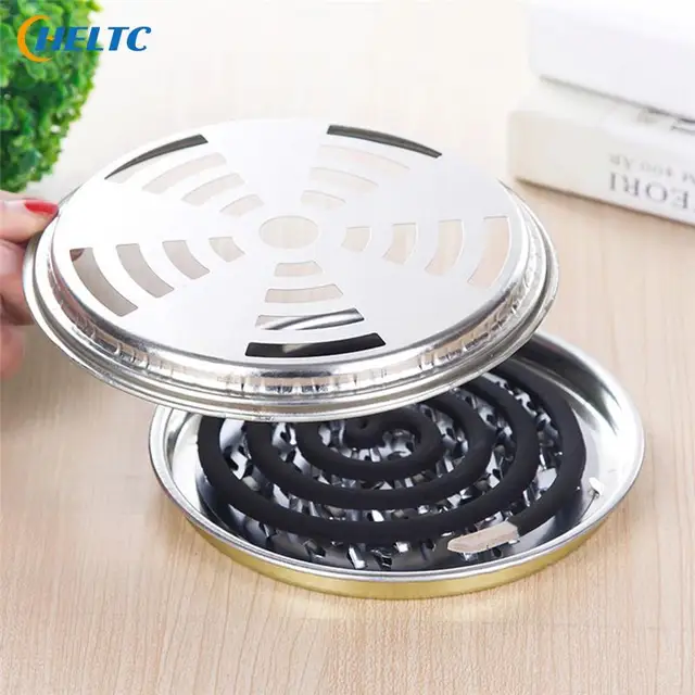 1Db Szúnyog Tekercs Tartó Tálca Keret Biztonságos Fém Kerek Állvány Tányér Hordozható Spirál Borító Füstölő Rovarriasztó Véletlenszerű - Image 5