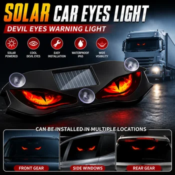 Luce Solare Universale per Auto a Forma di Occhio di Demone, Luce di Segnalazione Dinamica Lampeggiante, Accessori per Veicoli