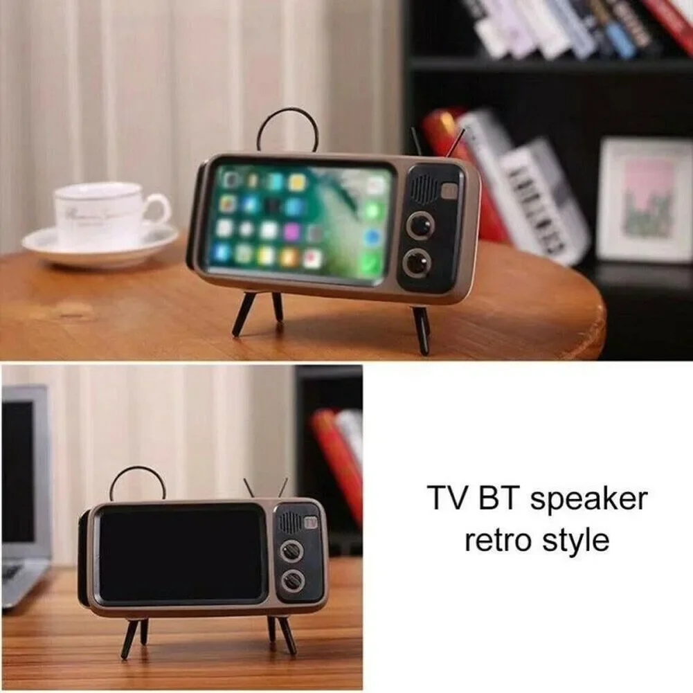 Mini haut-parleur de basse Bluetooth portable, support de téléphone mobile 3 en 1, haut-parleur de support, cadre photo rétro, cadeau sans fil Peaker, TV rétro