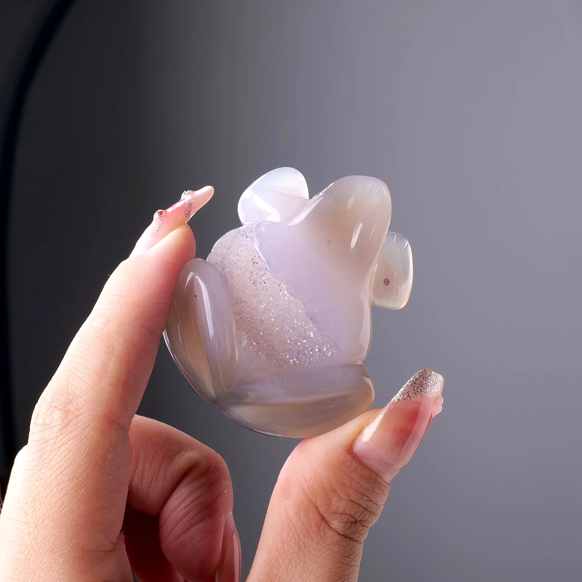1PC Natural Crystal Agate Frog Hand Engraving Display Healing Crystals Home Decoration Gift 3