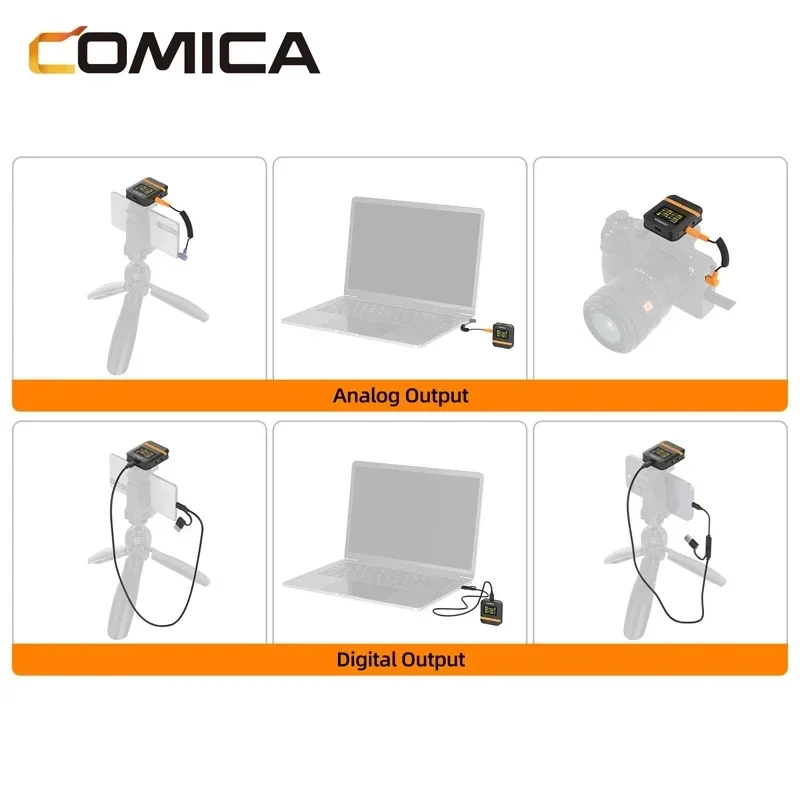 Comica Vimo Q 4 채널 미니 무선 라발리에 마이크, USB-C 충전 케이스 포함, 카메라 스마트폰 PC용
