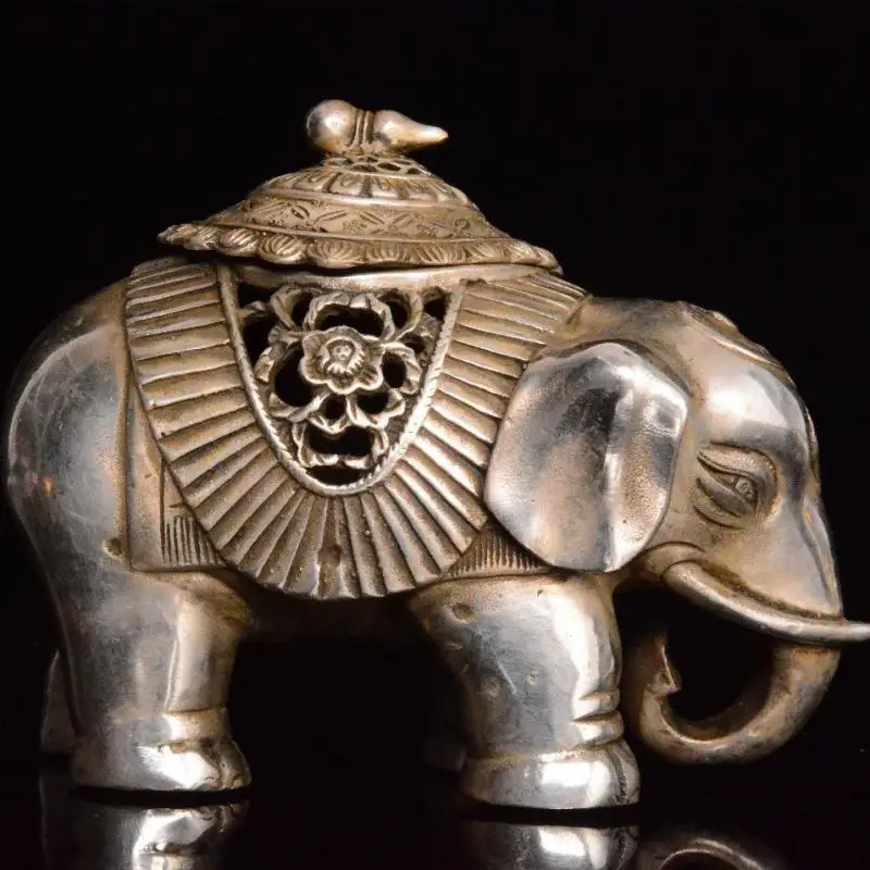 

White Copper Elephant Incense Burner Metal Incense Stove Ornament Home Decoration Accessories For Living Room Aroma Burner