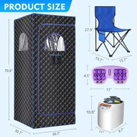 Portable Sauna Room, Large Space Family Sauna Tent with 3L 1100W Steam Engine and Chair, Foot Massager, Remote Control (black) 2