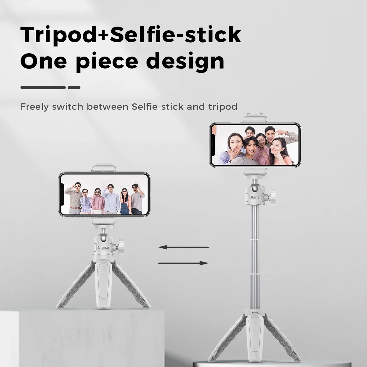 Ulanzi MT-08 Mini Tripé Cor Branca Dobrável Tripé Monopé Montagem 1/4 ”Trempé Universal para DSLR Android iPhone Smartphone